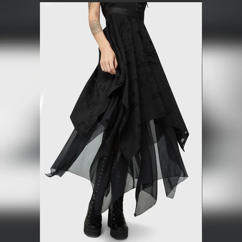 Killstar Black Asymmetrical Lace-Up Dress - Picture 2 of 5